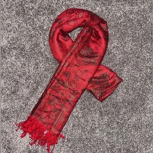 NWT Cashmere Jerusalem Scarf, Red